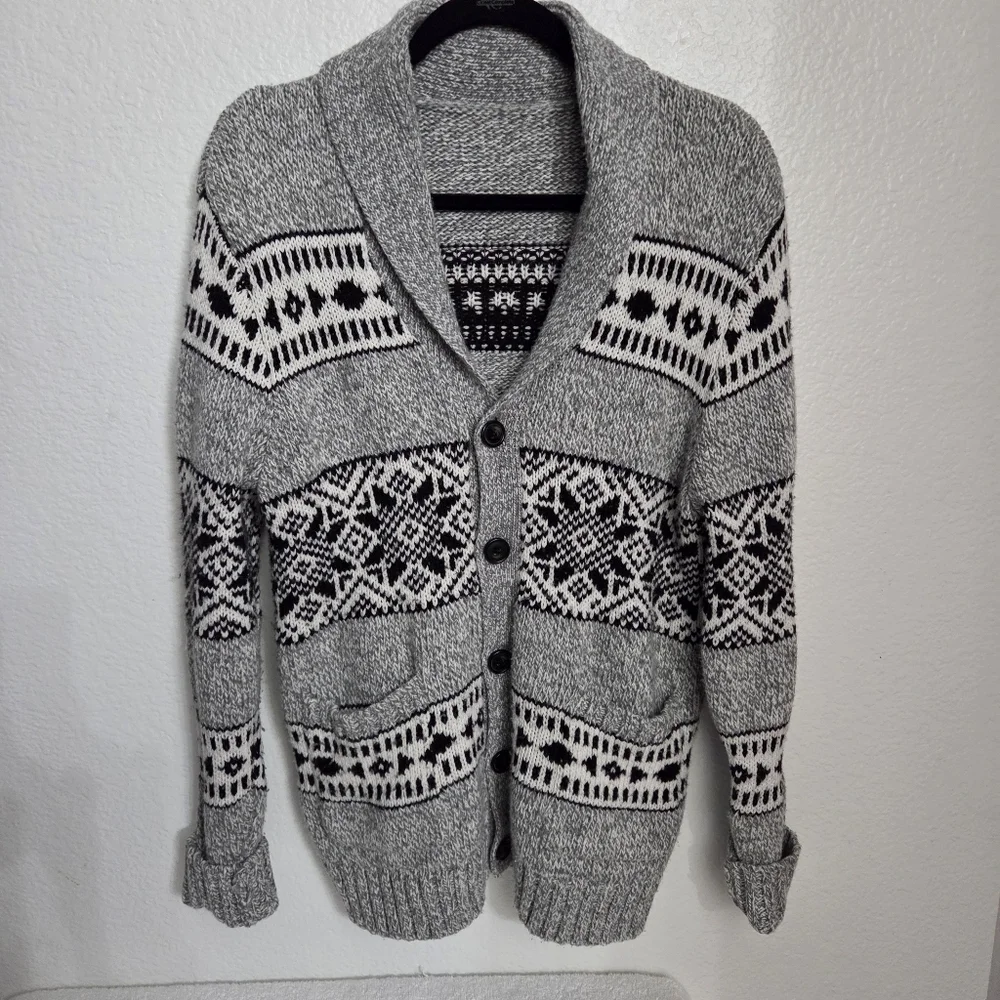 Old Navy Fair Isle shawl collar button-up cardigan sweater Men's Size Large - Picture 1 of 6